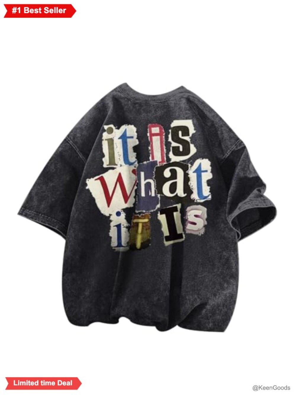 Men's Graphic Tee Washed Cotton Oversize Vintage Letter Print Streetwear